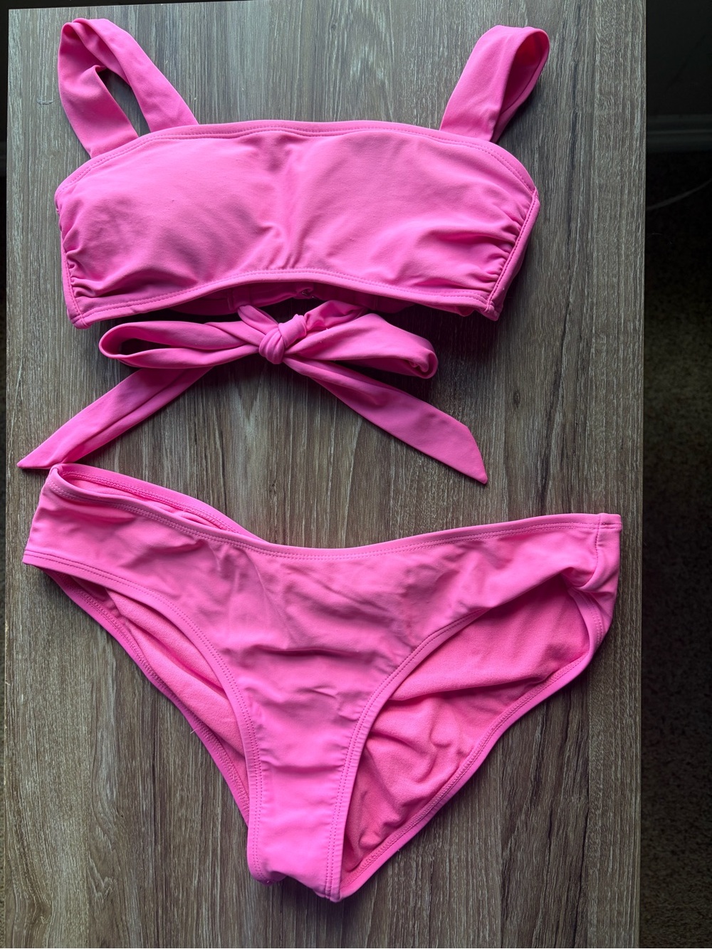 Xhilaration Hot Pink Bandeau Bikini Top and Bottom Set